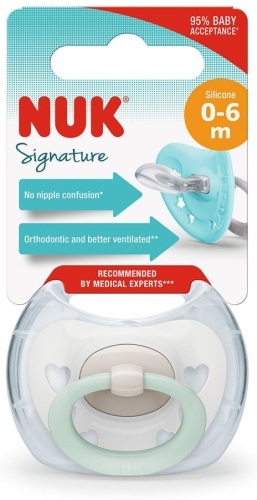 Пустышка NUK Signature 14074, 1 шт, белый
