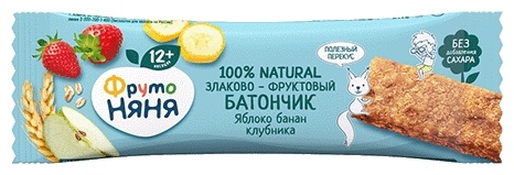ФрутоНяня батончик Яблоко, банан, клубника