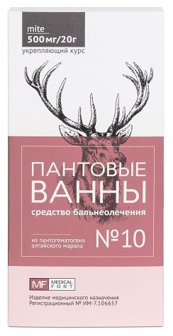 Medical Fort Пантовые ванны 500гр, 10шт по 20гр морская соль