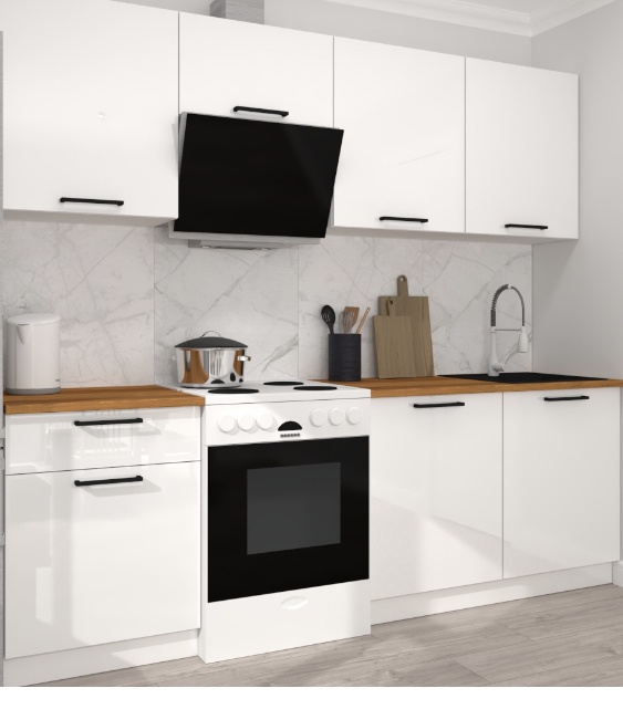 Кухонный гарнитур LuX MebeL A22, 240x216х60 см, ЛДСП, белый