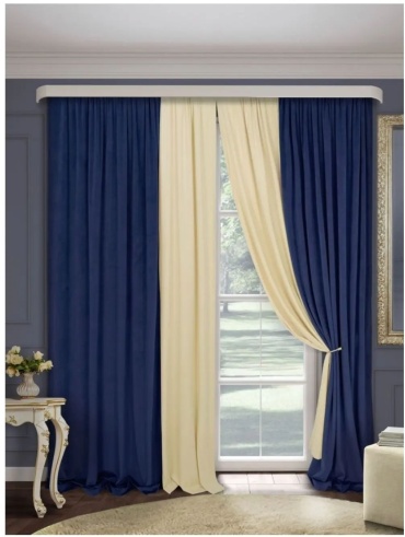 Комплект ANELLI 400x280 см 2 шт, бархат, синий, бежевый