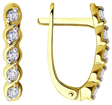 Серьги Diamant 53-120-00742-1 вес 2.04 г золото, фианит