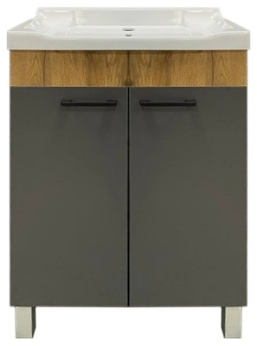 Тумба с раковиной ORBITA-4 NEDIYBreeze6002DFGrefDer, 60x82x45 см, графит, коричневый