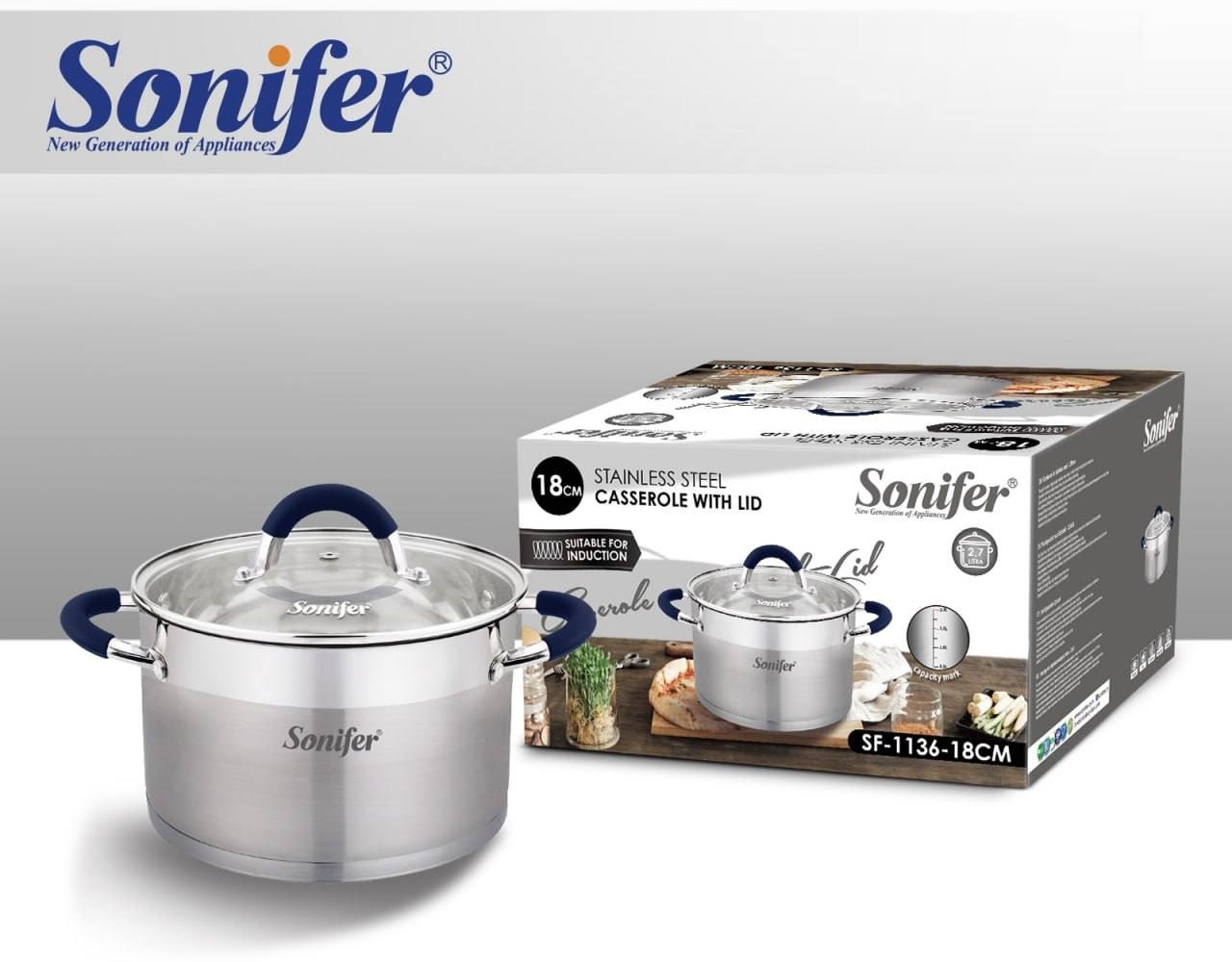 Кастрюля 2.7 л, Sonifer 643292 нержавеющая сталь