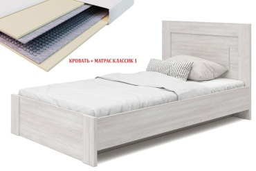 Кровать MySTAR Вирджиния Classic 01 полутораспальная, 120x200 см (с матрасом, без подъёмного механизма) белый