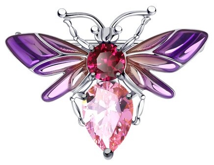Брошь SOKOLOV 94040292 вес 2.96 г серебро, корунд, кристалл Swarovski, эмаль