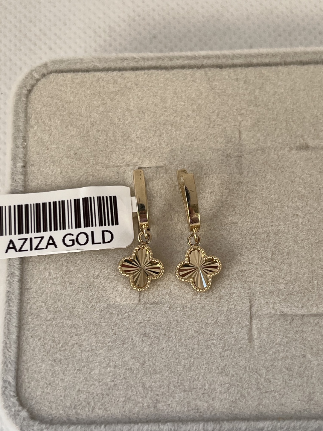 Серьги AZIZA gold Детский ванклиф вес 1.79 г золото, без вставок