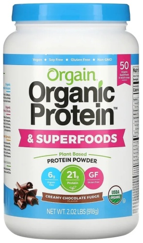 Orgain Organic Protein & Superfoods Powder Сливочная шоколадная помадка 918 г