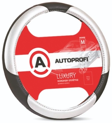 AUTOPROFI оплетка на руль AP-1010 BK/SILVER M черный, серебристый