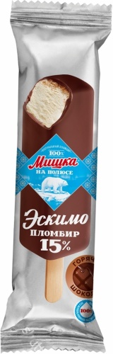Мороженое Мишка на полюсе эскимо пломбир ваниль/горячий шоколад 15% 70 г