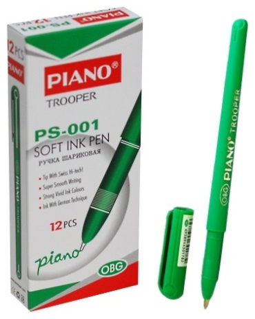 Ручка шариковая Piano PS001GREEN 12 шт, цвет чернил зеленый
