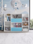 Стеллаж напольный , 104x33x74 см, белый, голубой