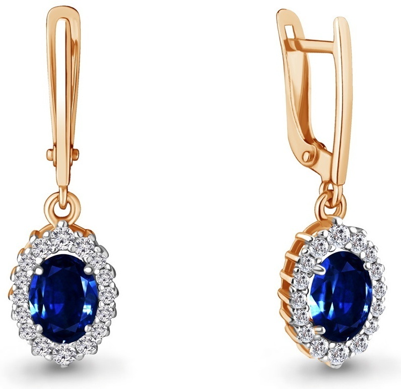 Купить Серьги AQUAMARINE 49304АБ вес 2.57 г серебро, наносапфир в ...