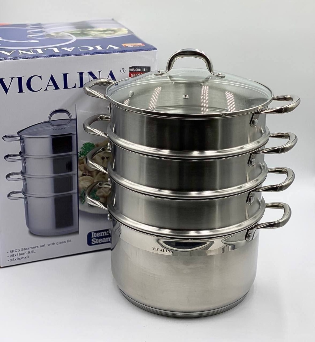 Мантоварка 12 л, Vicalina нержавеющая сталь, количество ярусов: 4