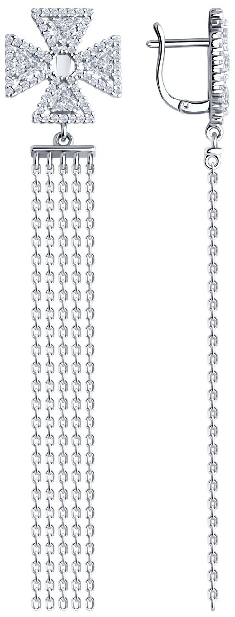 Серьги SOKOLOV 94026699 вес 8.43 г серебро, фианит
