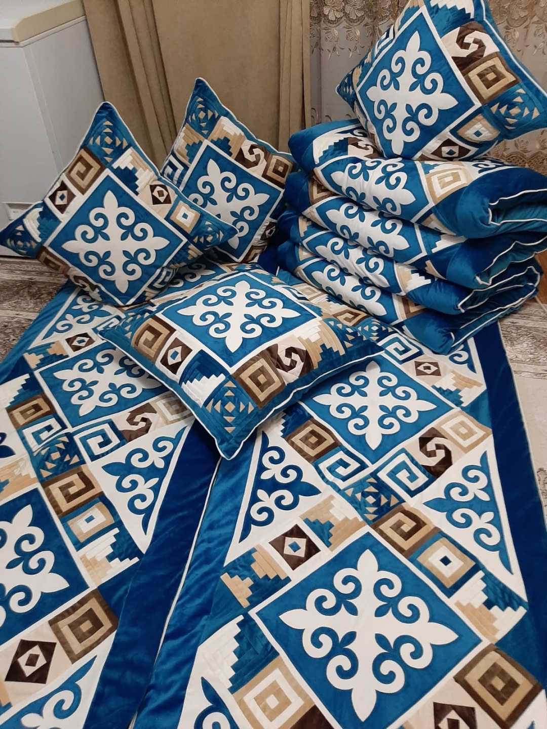 Комплект корпе с подушками 220x80 см, вата, синий