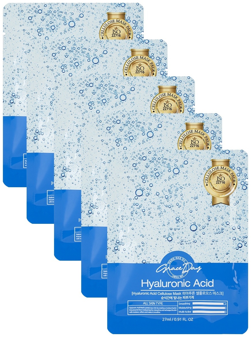Маска для лица Grace Day тканевая Hyaluronic Acid 5 шт