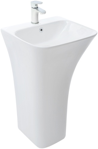 Раковина WeltWasser WW LEERBACH 4543 GL-WT с пьедесталом прямоугольная 83.50х45 см, фаянс