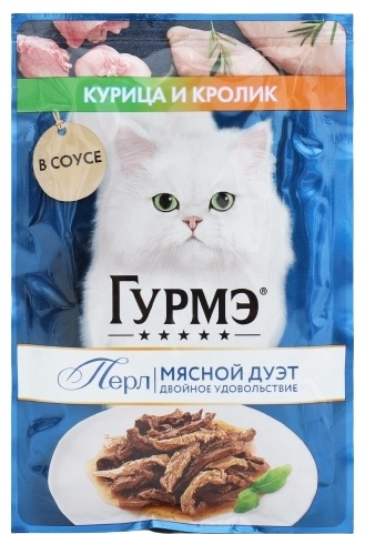 Купить Корм Gourmet кусочки в соусе курица, кролик 75 г 1 шт в кредит в ...