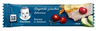 Gerber Батончики банан-вишня с 12 месяцев 25г