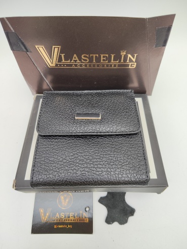 Кошелек Vlastelin металл, натуральная кожа черный