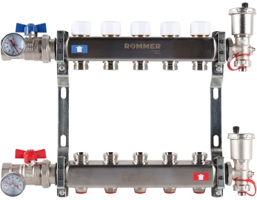 Коллектор распределительный регулирующий Rommer RMS-3210-000005, нержавеющая сталь