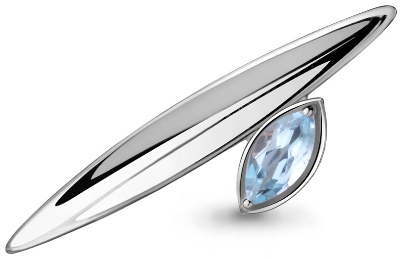 Брошь AQUAMARINE 7734402 вес 3.03 г серебро, топаз