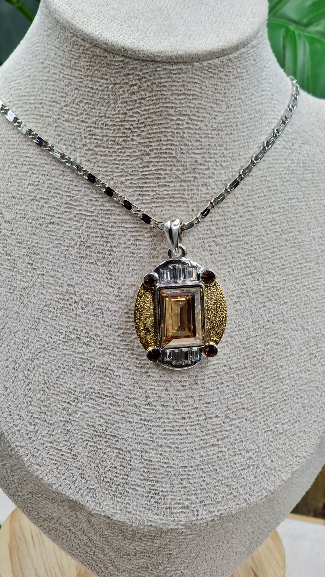 Подвеска медь, кристаллы Swarovski, фианит