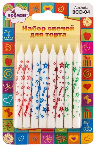 Свеча BOOMZEE цилиндр, 8 шт