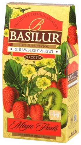 Чай Basilur Клубника и киви листовой в коробке 100 г