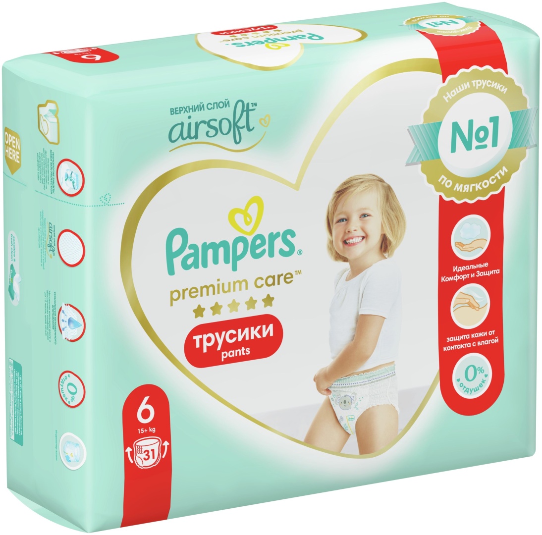 Купить Трусики Pampers Premium Care 6, 31 шт в кредит в Алматы – Kaspi ...