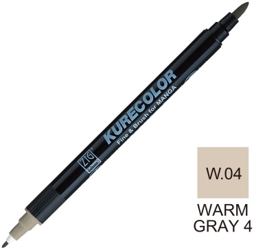 Маркер ZIG Fine & Brush for Manga Цвет: Warm gray 4