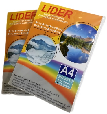 LIDER 13653 фотобумага односторонняя, A4, 100 шт, глянцевое покрытие