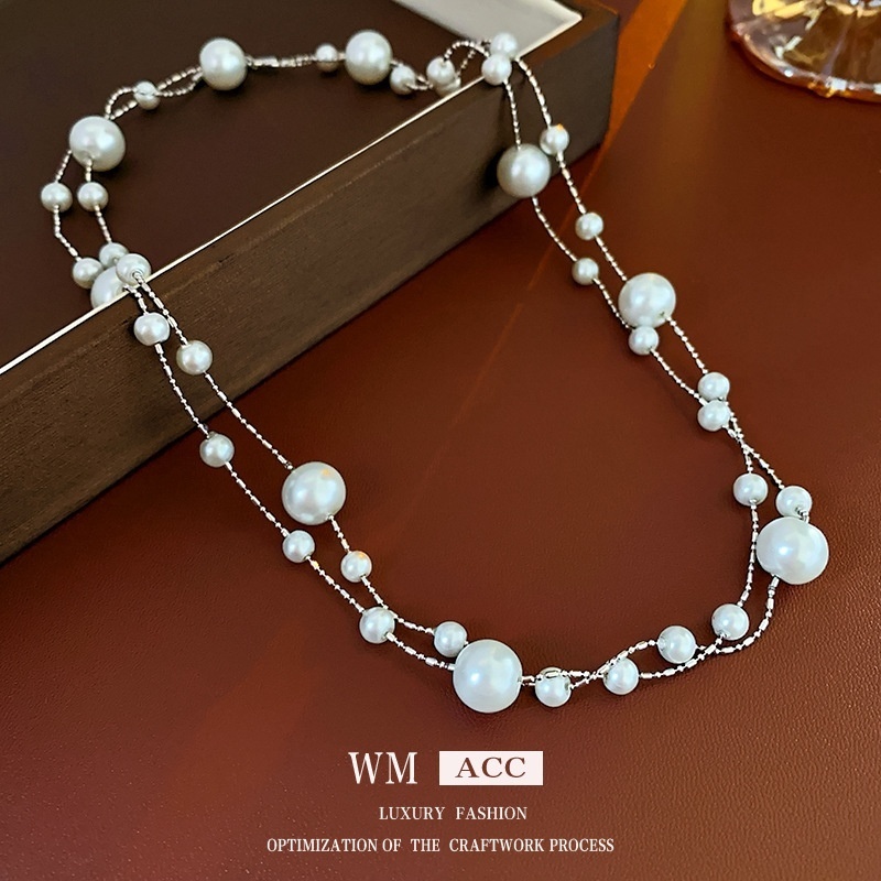 Цепь NS_Collections длина 80 см нержавеющая сталь жемчуг