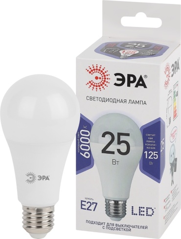 ЭРА 25W E27, светодиодная, холодный белый