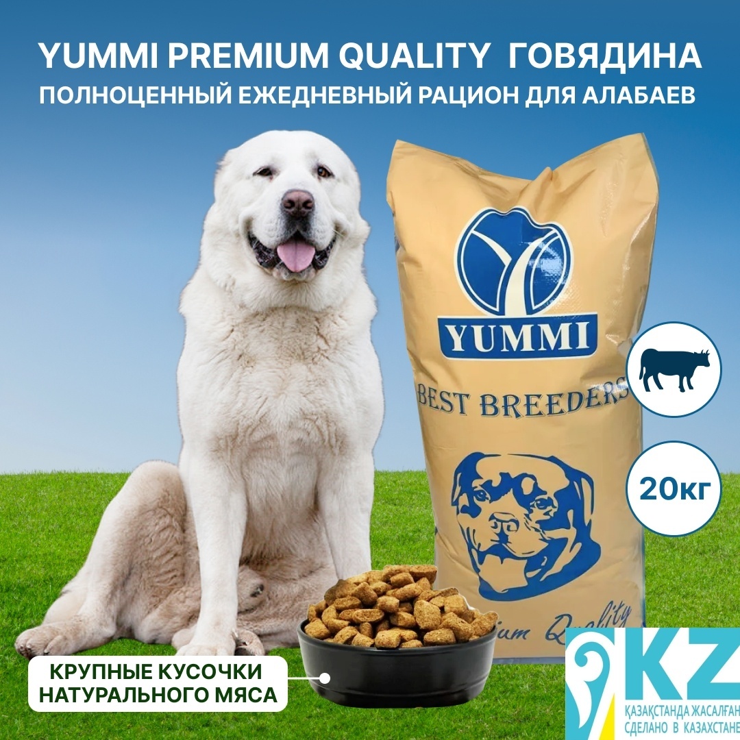 Купить Корм YUMMI Premium Quality Говядина для алабаев 20 кг в Алматы ...