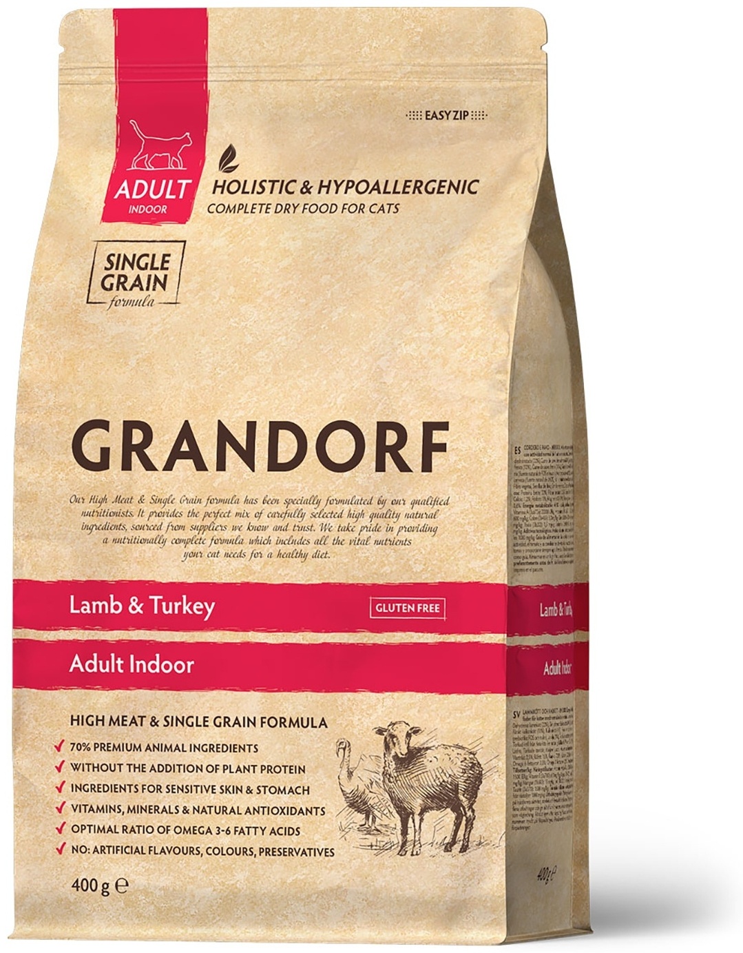 Купить Корм GRANDORF Lamb & Turkey Adult Indoor для взрослых живущих в ...
