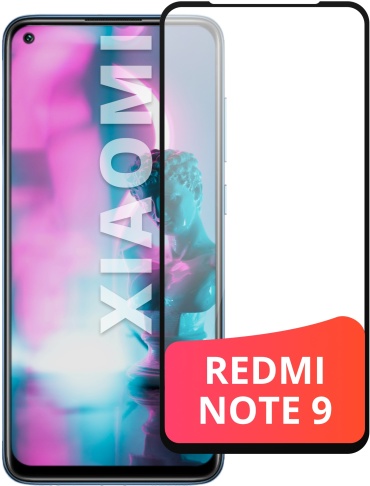 Стекло для Xiaomi Redmi Note 9 черный