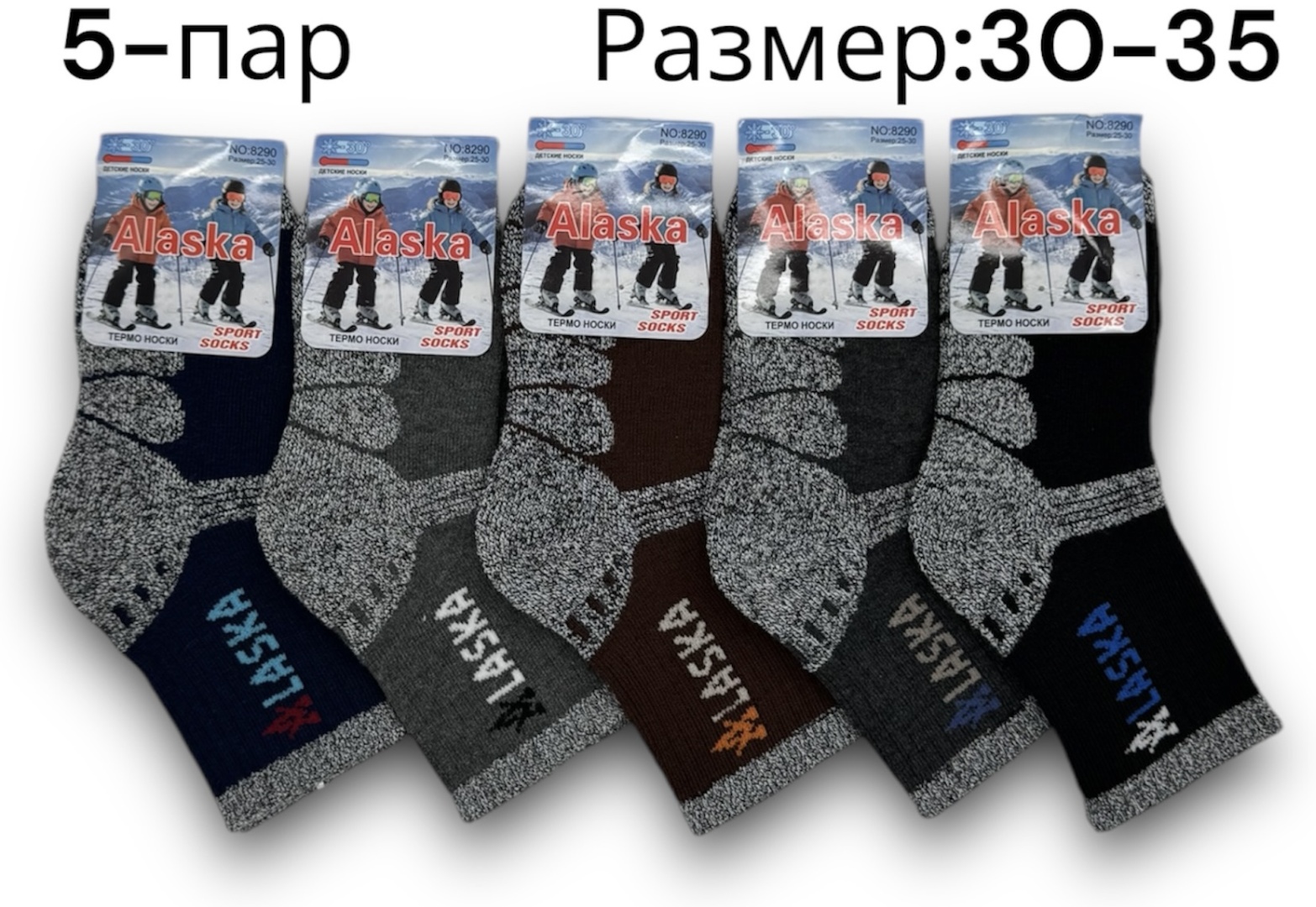 Носки Alaska ИП ТӨЛБАЕВ 5 пар мультиколор 30-35