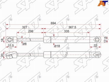 SAT ST5345006100 упор капота для Toyota Camry 2011-2023 черный