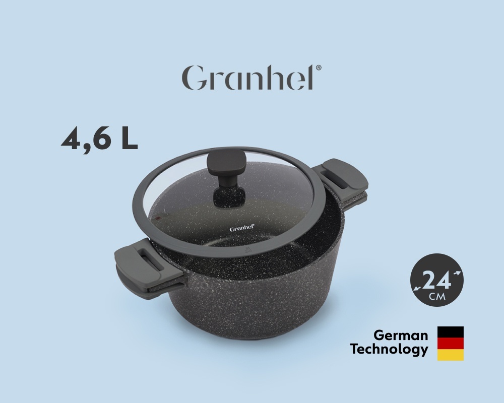 Кастрюля 4.6 л, Granhel Nature Series BTG1724 (BL) гранит