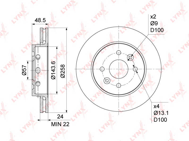 Диски LYNXauto передние BN1060
