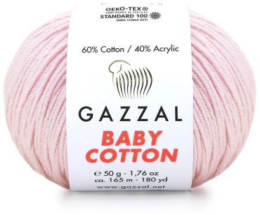 Моток GAZZAL Baby Cotton бледно-розовый 165 м 50 г
