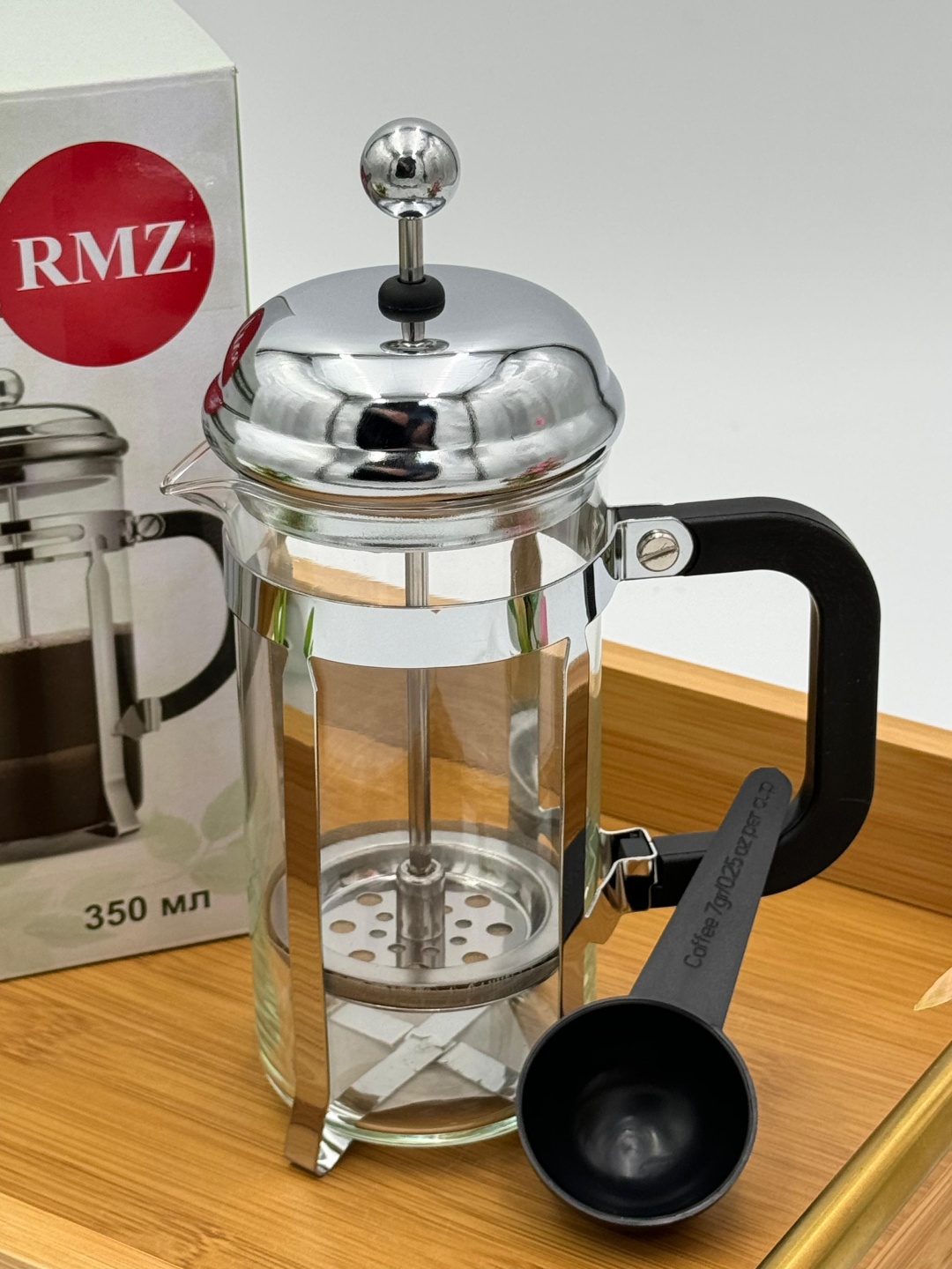 Чайник RMZ мерная ложка в подарок 487668 0.35 л, нержавеющая сталь, стекло