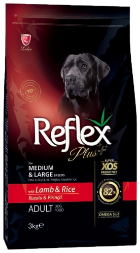 Reflex Plus Medium&Large Adult Ягненок с рисом для взрослых средних и крупных пород 3 кг