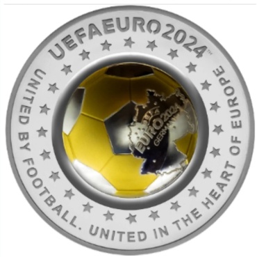 Монета Чемпионат Европы по футболу UEFA EURO 2024 вес 20 г серебро, без вставок