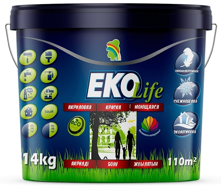 Купить Краска РАДУГА акриловая EKO Life 24 кг, белый в Алматы – Магазин ...
