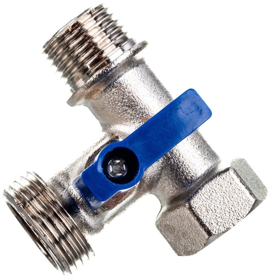Кран шаровой трёхпроходной для бытовой техники 1/2" х 3/4" х 1/2" в/н/н, MPF, MP-У