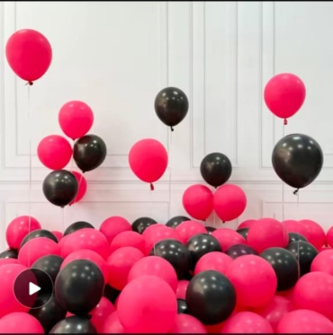 Набор воздушных шаров Balloon-s однотонный 10 шт, черный, розовый