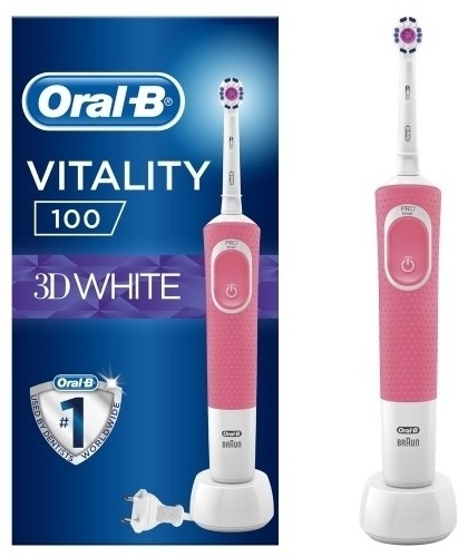 Oral-B механическая щетка Vitality D100 3D White щетина средняя розовый